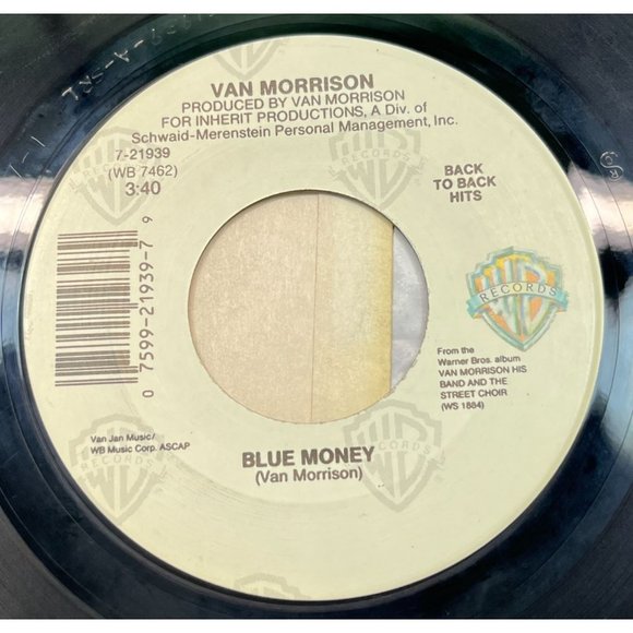 Van Morrison Wild Night / Blue Money 45 RPM Record Warner Brothers 21939 - Picture 2 of 6